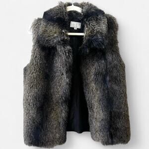 Alberto Makali Brown/Black Faux Fur Faux Leather Lined Vest Size M